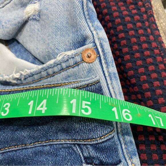 We The Free People | High Rise Dark Wash Raw Hem Skinny Blue Jeans Size 30 - Picture 10 of 13